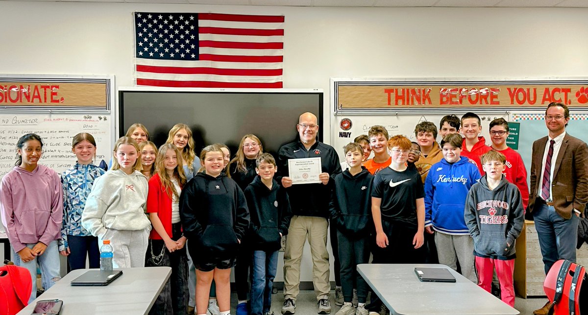 We have amazing staff serving our students! 
Congratulations to Mike Murphy, our January Superintendent Award winner, for exemplifying positivity!

Mr. Murphy is the 6th grade social studies teacher at Beechwood Elementary. He inspires and makes a positive difference in the lives