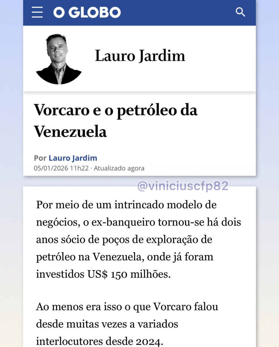 Rapaz, será que o dono do Banco Master arrastou ou se utilizou de autoridades brasileiras para este negócio na Venezuela?