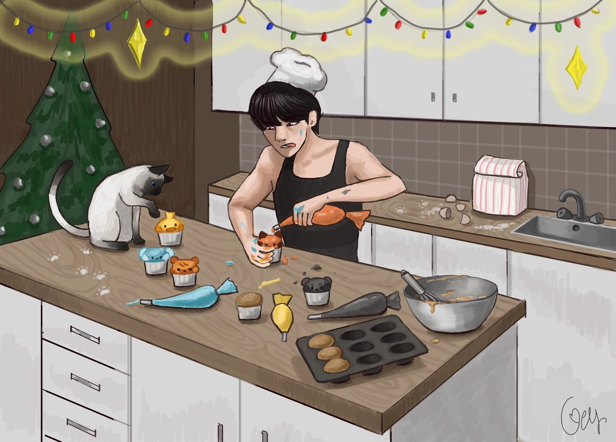 🧁🎄✨️🎁
my holliday gift for <a href="/lizziedrawzz/">lizzie 🪐 (comms open)</a> !!

a bit late :< but i hope you like ittt and that you had lovely holidays :> have a joyful new year with matt and gia 🤍
#ZB1SecretSanta2025  #zb1fanart