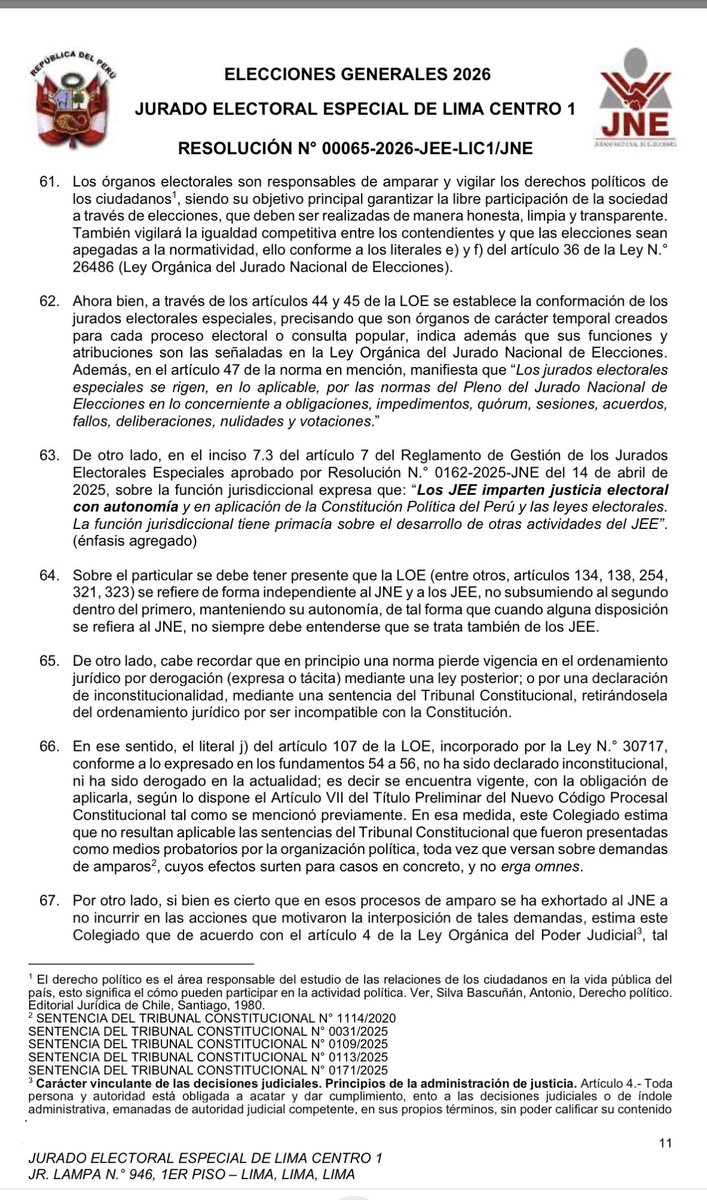 #LOULTIMO: M. VIZCARRA FUERA DE CARRERA ELECTORAL

El Jurado Electoral Especial de Lima Centro 1 ha declarado FUNDADA las tacha que presentamos y declara IMPROCEDENTE la inscripción presidencial de Mario Vizcarra.

👉 Condena firme por PECULADO
👉 La ley es clara: los corruptos