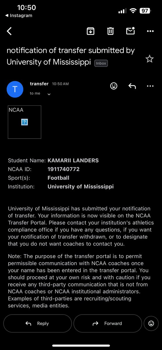 KamariiLanders's tweet image. Officially in the portal !