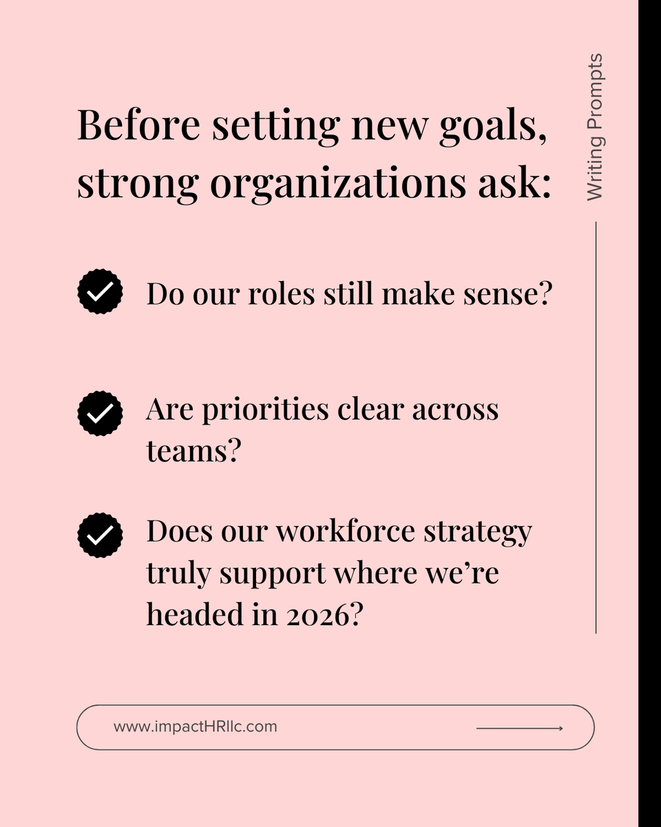 January isn’t about speed, it’s about clarity.
Clear roles + clear priorities = better execution all year.

🔗impacthrllc.com/services/

#HRStrategy #Leadership #impactHR