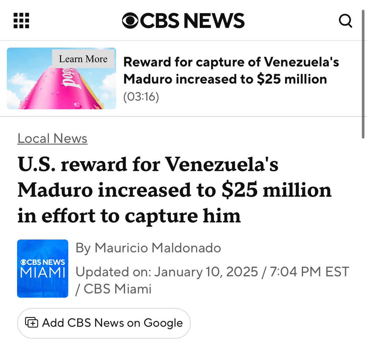 DrewHolden360's tweet photo. Did these outlets not understand what a “bounty” meant when Biden increased it on Maduro? https://t.co/6x9uZhVZWk