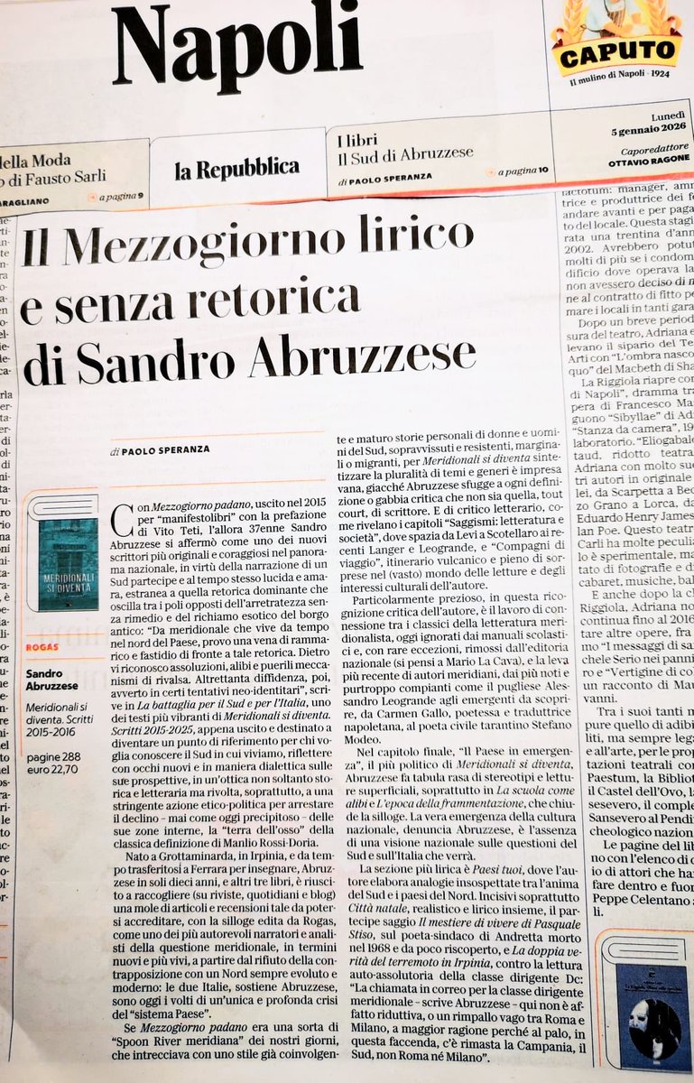Oggi, sulle pagine culturali di Repubblica-Napoli, un articolo firmato da Paolo Speranza mi fa tornare nella città-mondo degli studi e della giovinezza. Napoli e la Campania, quanti ricordi si affastellano e quanta strada… grazie con gioia e gratitudine