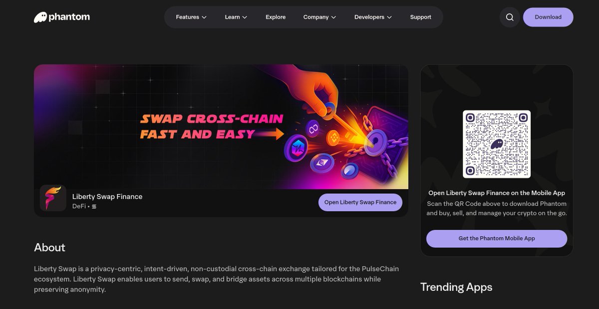 I would like the #Pulsechain community to make some noise and thank <a href="/phantom/">Phantom</a> for putting <a href="/LibertySwapFi/">Liberty Swap⚡️Bridge2PulseChain™️ Railgun</a> on their website.

PulseChain is starting to being noticed from the bigs, the time is coming...

$PLS $PLSX $HEX