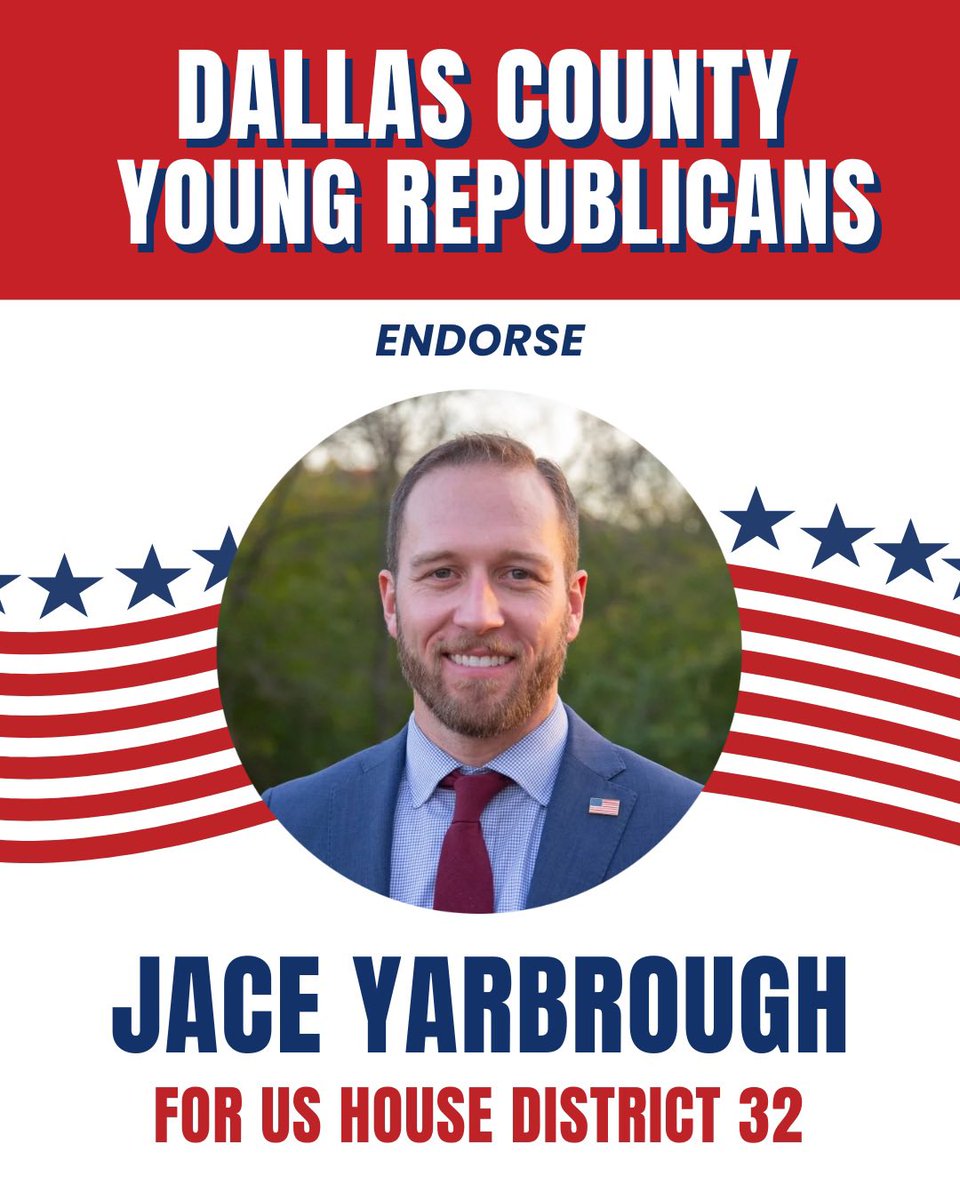 DYR is proud to endorse <a href="/JaceYarbrough/">Jace Yarbrough</a> in his campaign for CD-32! Jace is a true America First champion committed to advancing President Trump’s agenda and advocating for the policy priorities of MAGA!