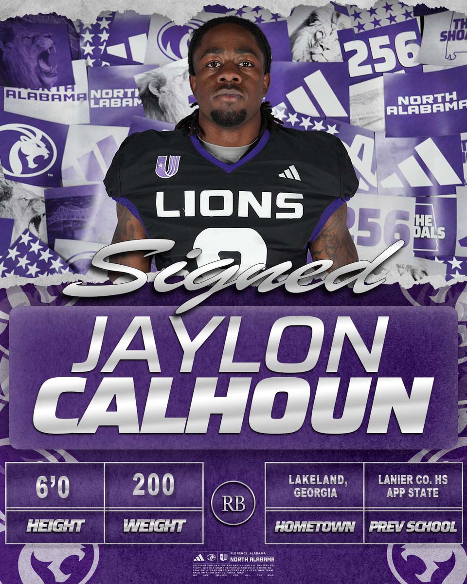 UNAFootball's tweet image. Jaylon Calhoun is in #ThePrideof26 ✍️

🏈 RB
📍 Lakeland, GA
🏫 Lanier County HS
✌️ App State

#NSD26 | #RoarLions 🦁
