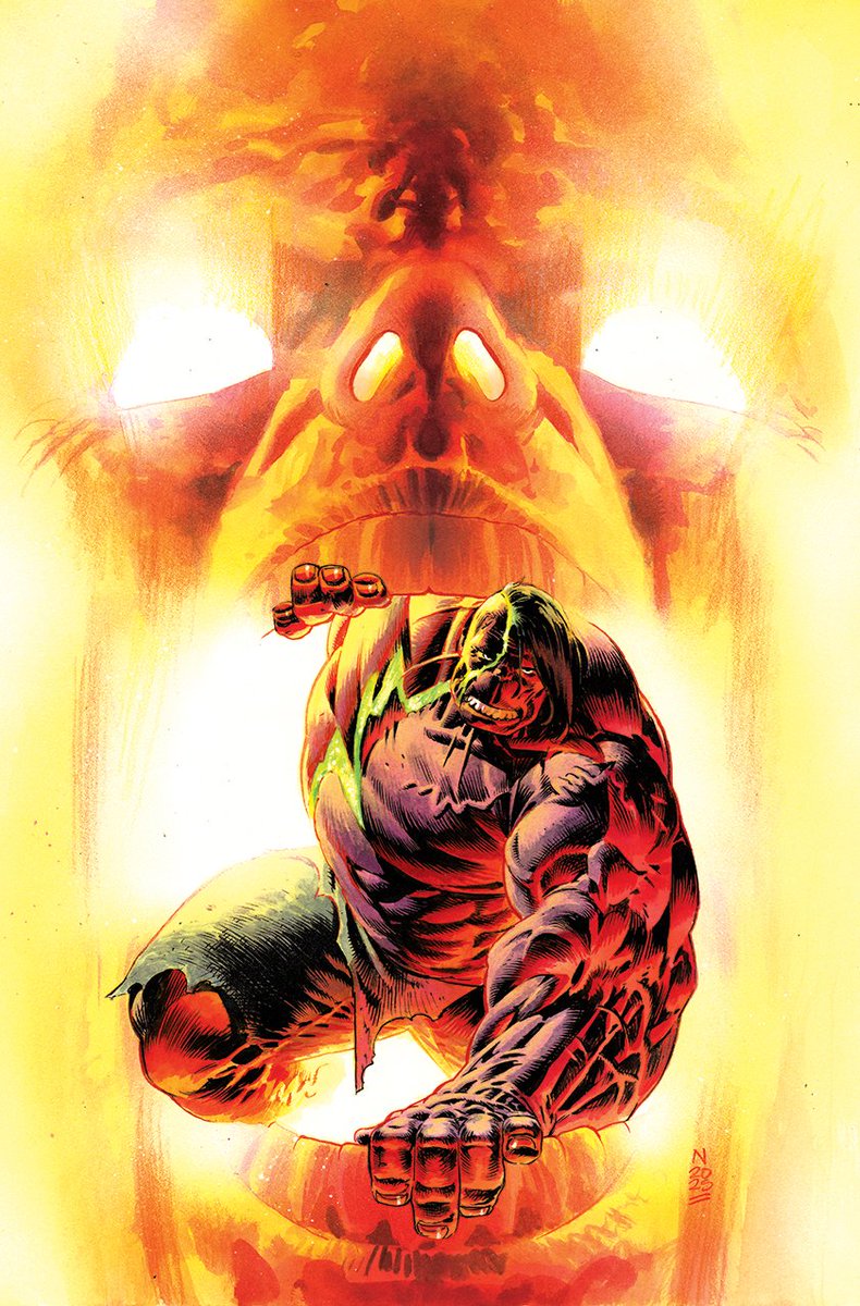 NicKlein's tweet photo. Infernal HULK # 5 cover. Guess what happens here...

Ink &amp; Watercolor &amp; acrylic on 300g Arches paper for the art nerds. https://t.co/cf81HxJV3b