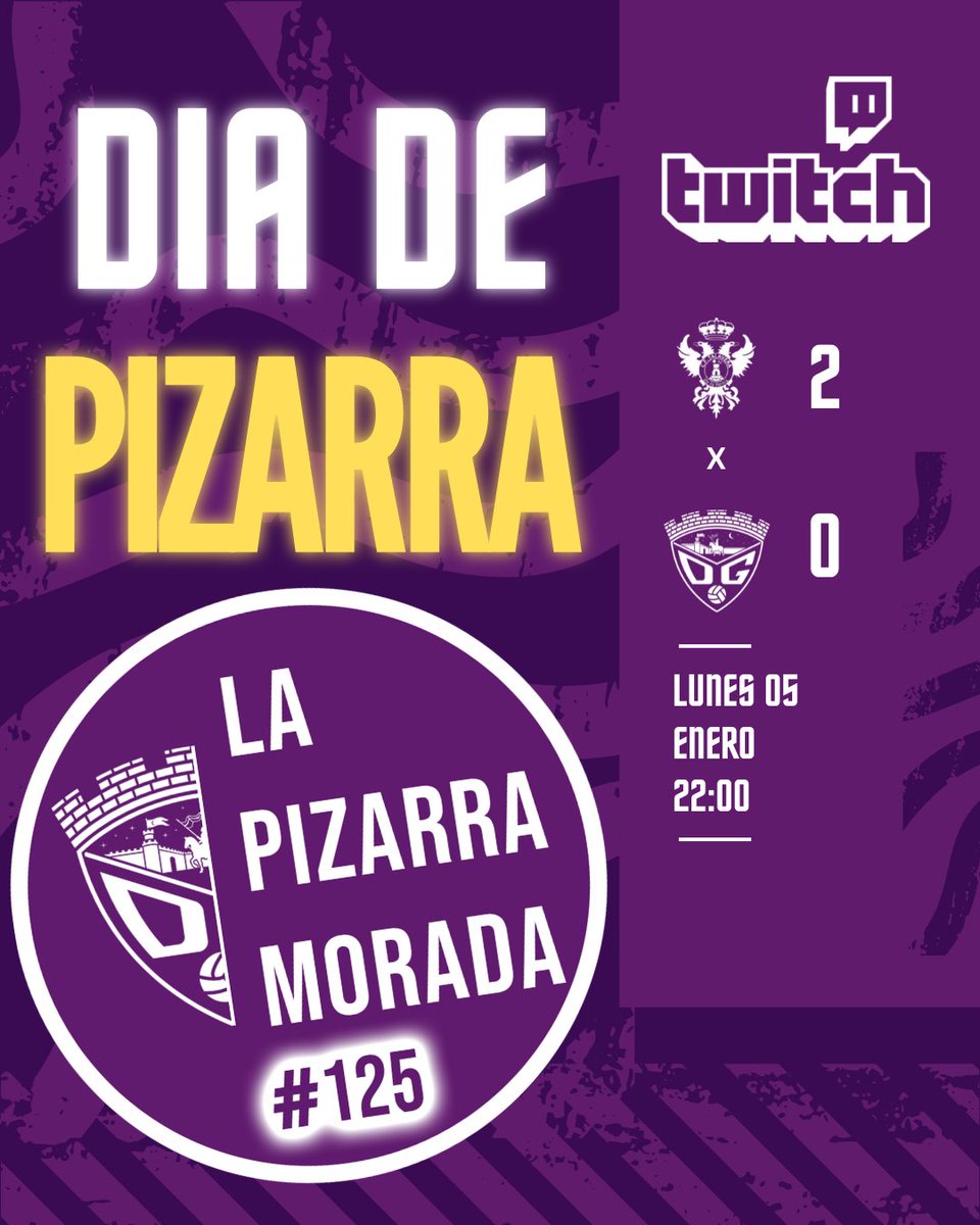 HOY ES DÍA DE PIZARRA

Primer podcast del año 2026 en el que comentaremos una nueva derrota del <a href="/deporguada/">C.D. Guadalajara 🟣⚪️</a> esta vez a manos del <a href="/CFTalavera/">CF Talavera de la Reina</a> 

A partir de las 22:00 en Twitch

twitch.tv/lapizarramorada