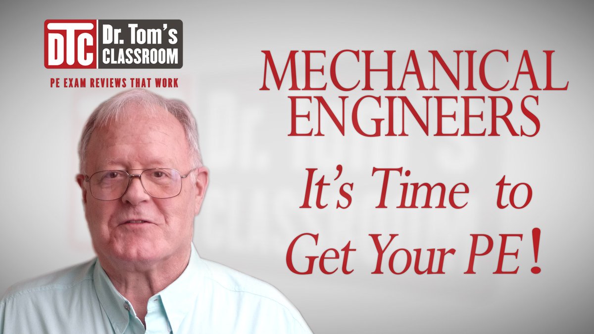 Mechanical Engineers- It’s Time to Get Your PE!
In this video, Dr. Tom explains why his courses work so well and why they are absolutely the courses you should take to help you pass the PE exam.
youtu.be/gkBiIlcCASU
#DrTomsClassroom
#PE #PassthePE #PEExam #MechanicalPEExamPrep