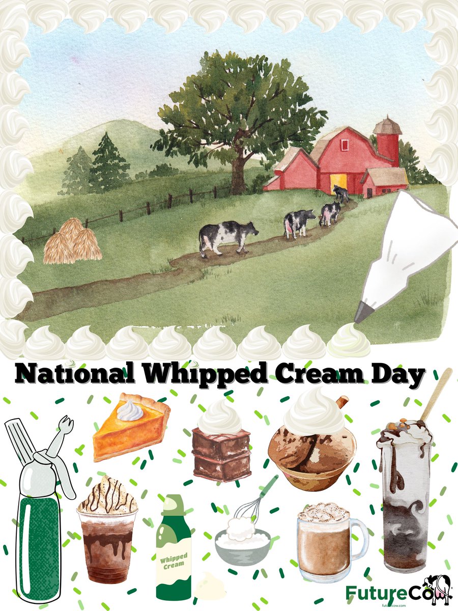Whipped cream dreams start with calm cows and clean prep. 🐄🥛
Happy #NationalWhippedCreamDay from all of us at #FutureCow!
#DairyLife #CowComfort #MilkMatters