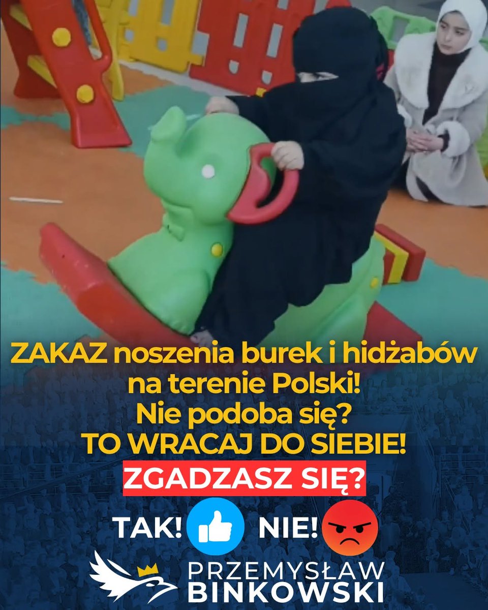 🔴 ZAKAZ noszenia nikabów, burek, hidżabów i innych islamskich wymysłów w Polsce! Taki jest mój postulat! Za taki strój wśród dzieci i kobiet - deportacja i dożywotni zakaz wjazdu do Polski. Albo szanujesz naszą kulutrę, nasze prawo, nasze zwyczaje albo wracasz do siebie!