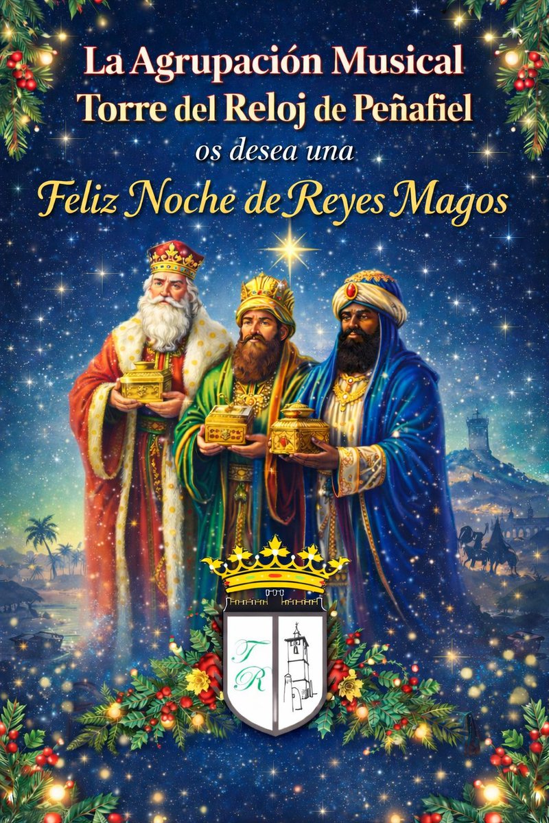 Hoy en la noche más mágica del año la Agrupación Musical Torre del Reloj os queremos desear una Feliz noche de Reyes Magos.

#XIVAniversario
#AMTorreDelReloj2026