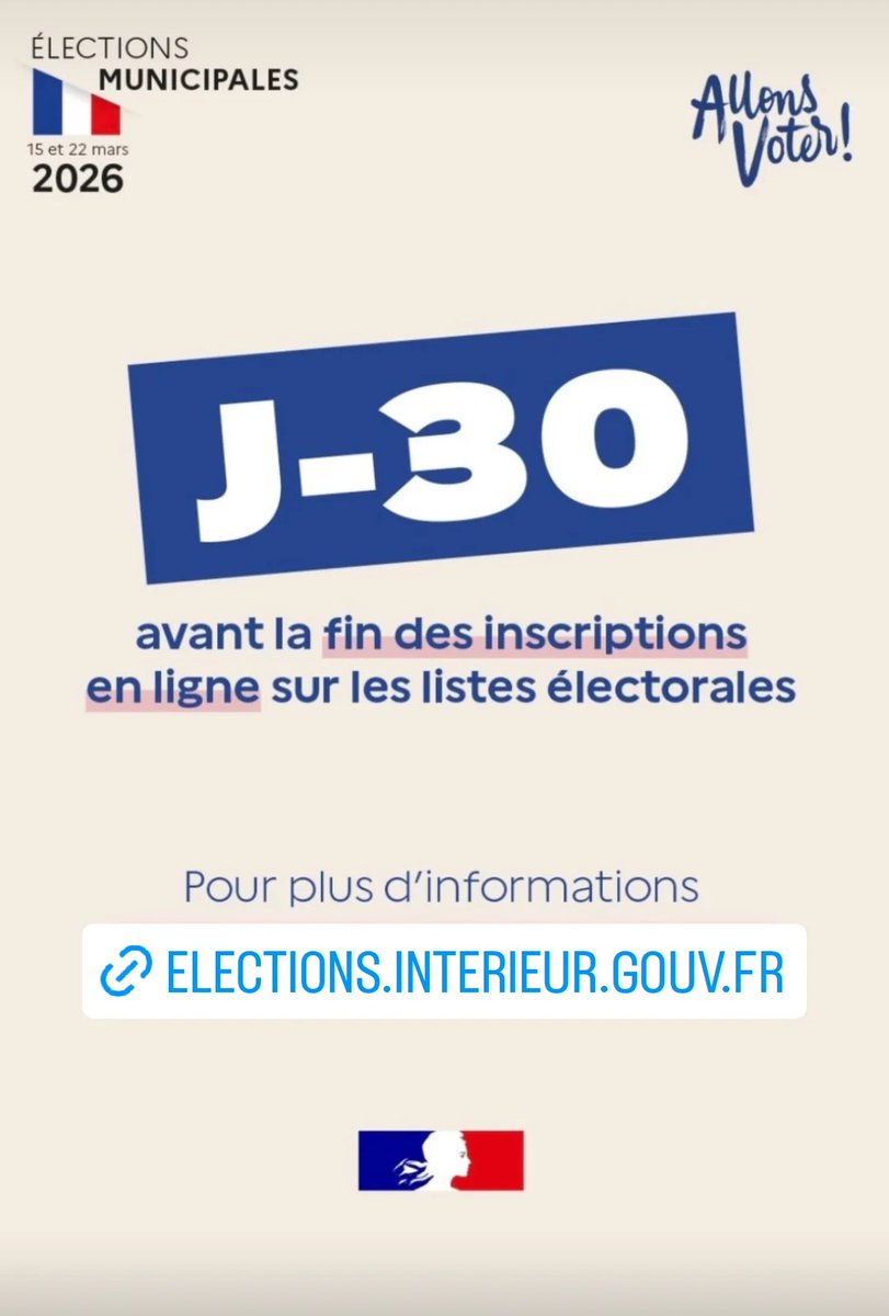 bodinmax's tweet photo. Inscription sur les listes électorales : J-30 !
👉🏻 https://t.co/PYtZGUscip
#Municipales2026paris https://t.co/sfRaarmRg4