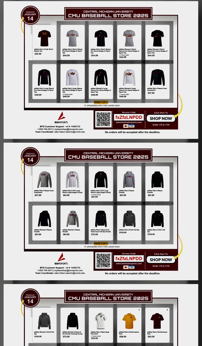 CMUBaseball's tweet image. Looking for @CMUBaseball gear for the 2026 season? Get yours today! 

All orders must be placed by January 14!

bsnteamsports.com/shop/fxZfzLNPDD

#FireUpChips 🔥 ⬆️ ⚾️
