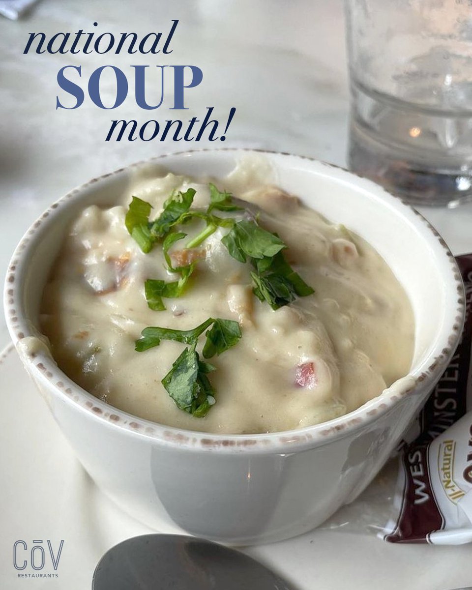 🥣 January is National Soup Month! Warm up with our delicious and savory New England Clam Chowder!

#LifeAtTheCoV #nationalsoupmonth #clamchowder