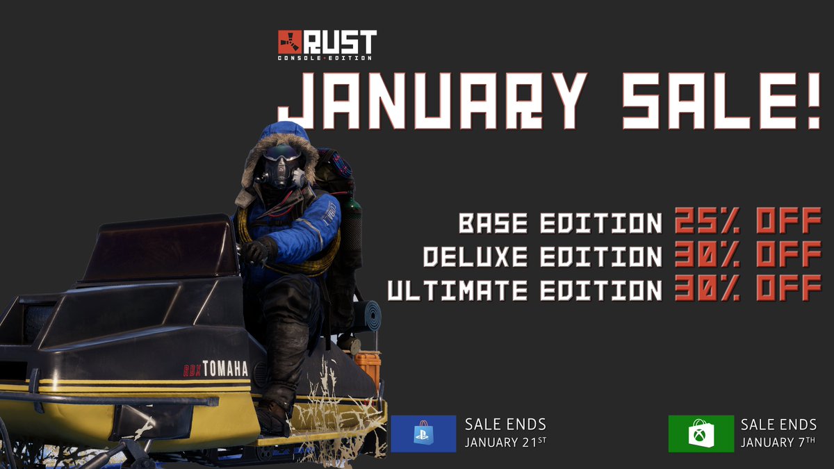 playrustconsole's tweet image. Last few days for the Rust Console Edition sale on Xbox, spread the word! 🫡