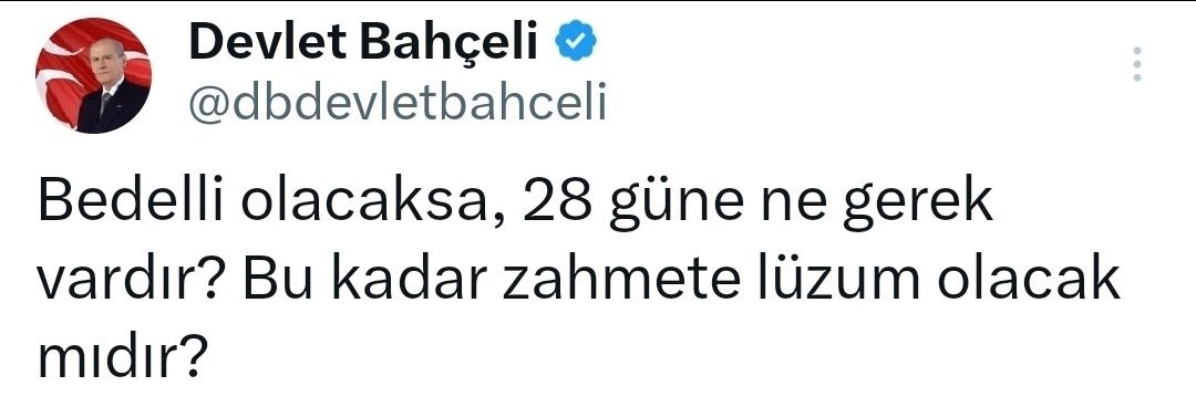 Huseyin732952's tweet image. Gençlerin en verimli çağında onları 6 ay kışlaya tıkarsan ve 333 bin ₺ bedel ödetirsen, gençler nasıl işe atılsın veya evlensin?

Askerlik acilen %100 meslek haline getirilmeli. Bunun ilk adımı da #KışlasızBedelliAskerlik düzenlemesi olmalı.

@tcsavunma
