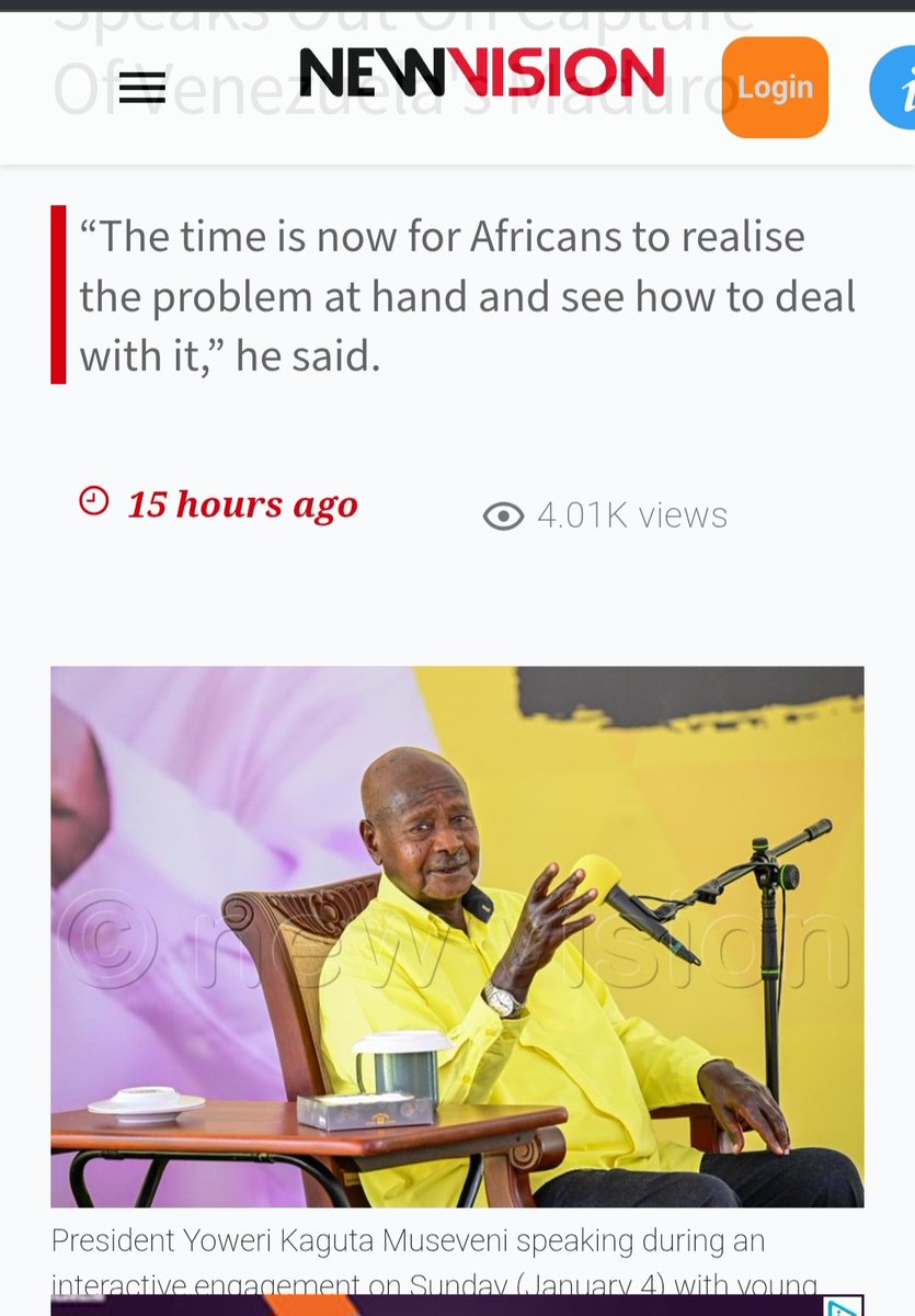 allimadi's tweet image. Look at this #Kleptocrat #Fool #MilitaryDictator in #Uganda @KagutaMuseveni who plans to rig the vote next week saying the #US captured #Maduro due to power imbalance &amp;amp; that #Americans #Chinese #Russians #Indians are on the moon while 'we are here' when 40 years of his Western