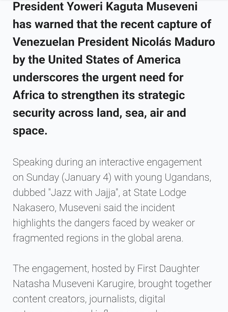 allimadi's tweet image. Look at this #Kleptocrat #Fool #MilitaryDictator in #Uganda @KagutaMuseveni who plans to rig the vote next week saying the #US captured #Maduro due to power imbalance &amp;amp; that #Americans #Chinese #Russians #Indians are on the moon while 'we are here' when 40 years of his Western