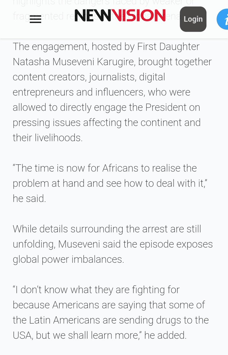 allimadi's tweet image. Look at this #Kleptocrat #Fool #MilitaryDictator in #Uganda @KagutaMuseveni who plans to rig the vote next week saying the #US captured #Maduro due to power imbalance &amp;amp; that #Americans #Chinese #Russians #Indians are on the moon while 'we are here' when 40 years of his Western