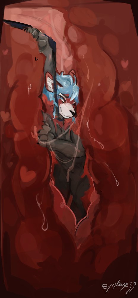 Synbone's tweet photo. A fun piece i did for the lovely wah @RedpandaToshi, from an idea they gave me for some leash-related vore, absolutely adored making this piece hope yall love it as much as i do!! #furry #vore https://t.co/r0uHlbtTUi