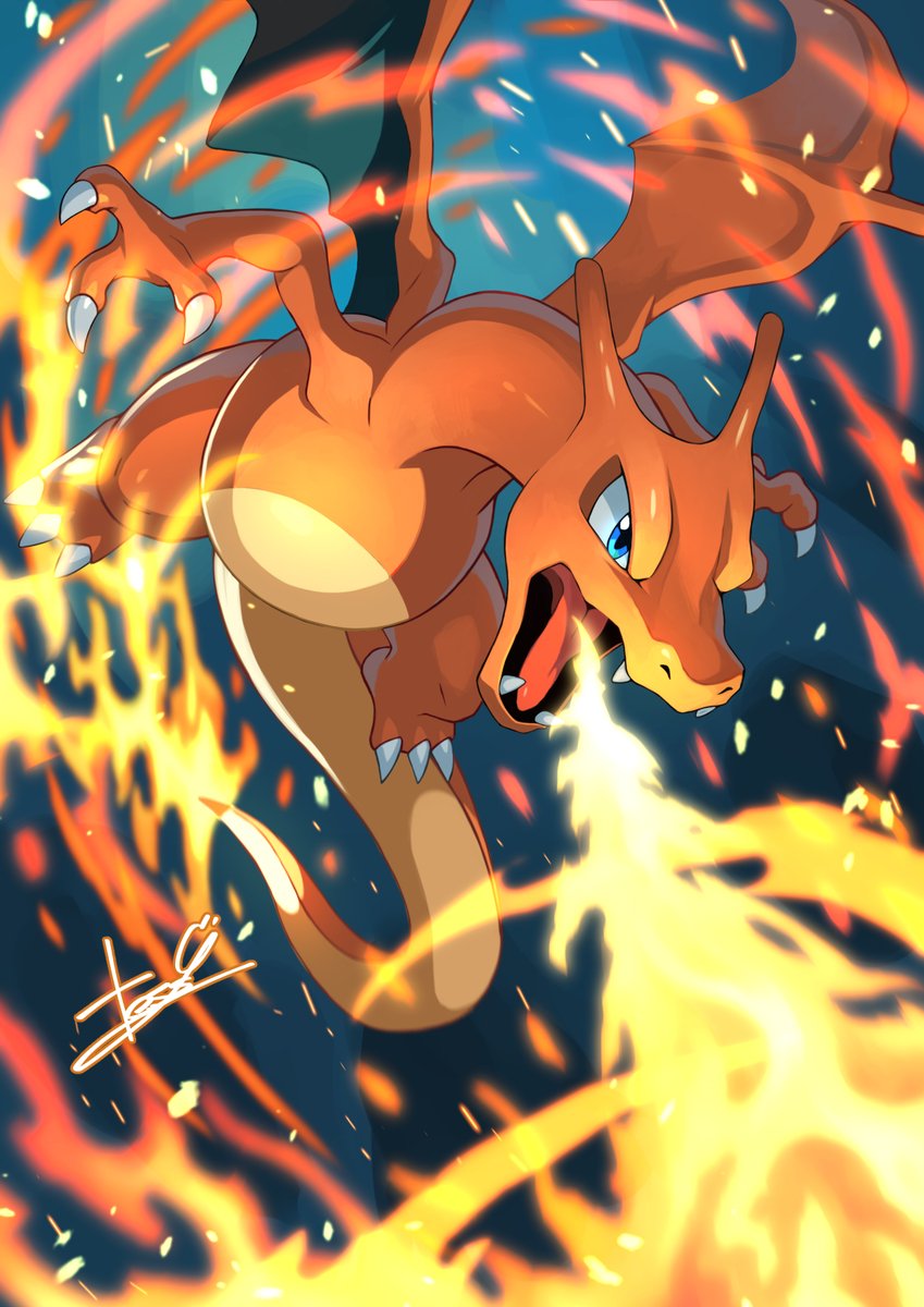 May your week be amazing! (and relentless!)
#charizard #charfam #pokemon #anipoke #art 
credit: <a href="/tessy_oekaki/">テッシー</a>