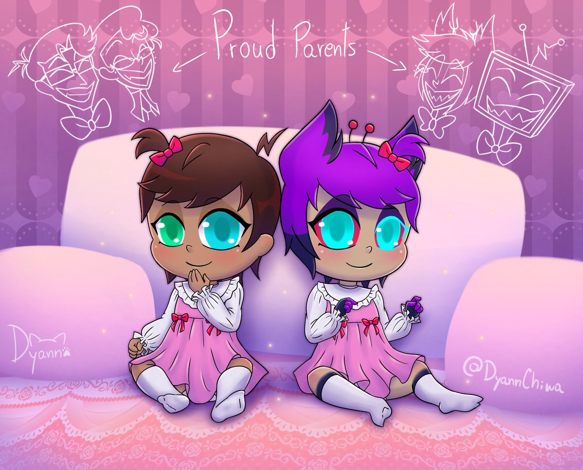 Annie human and demon form 💜 their parents are proud💕
-Dyann

#StaticRadio #RadioStatic #Murdermedia #Voxal #BabyAnnie #HazbinHotel