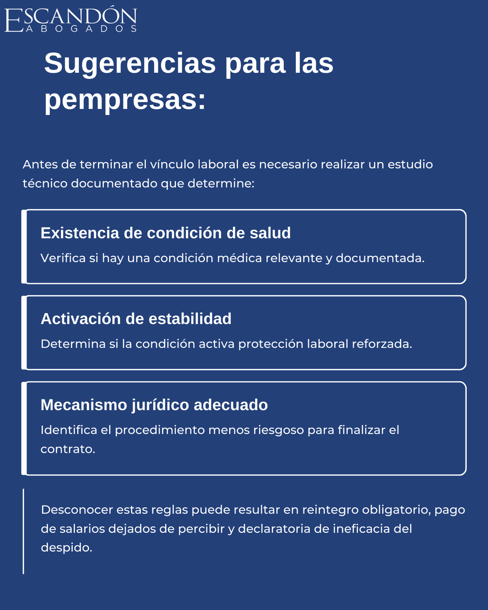EscandonLaboral's tweet photo. La estabilidad laboral reforzada por salud sigue vigente, pese a la derogatoria de la Circular 0120 de 2025. Cada caso exige un análisis individual conforme a la jurisprudencia constitucional.
Conozca más temas relacionados en https://t.co/Yw0WVCW5Gp.
#derecho  #salud #empresa https://t.co/eLIo2dK99f