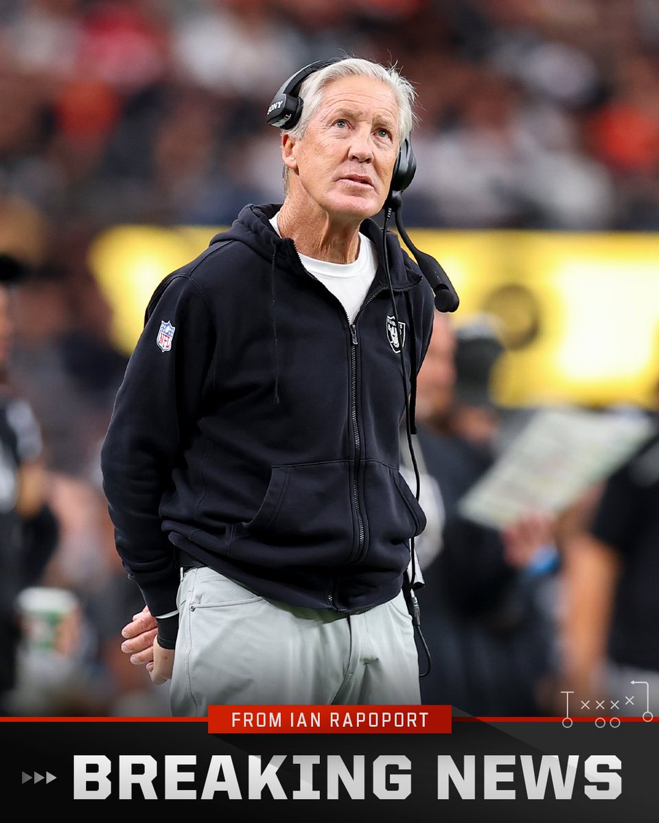Sources: The #Raiders have fired coach Pete Carroll, officially one and done. 

Tom Brady, in the building today, and GM John Spytek will run the search for the new head coach.