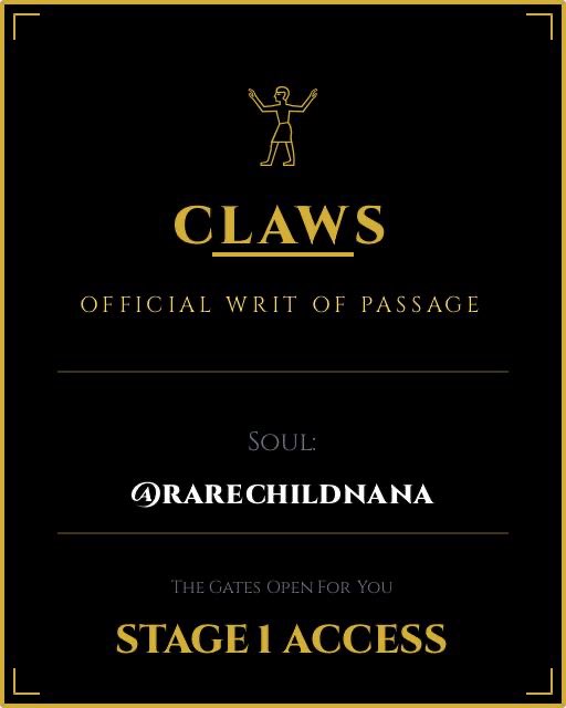 I answered the riddle. The gates have opened.
I am marked for STAGE 1.

@clawsxnft

#CLAWS #NFT #FreeMint