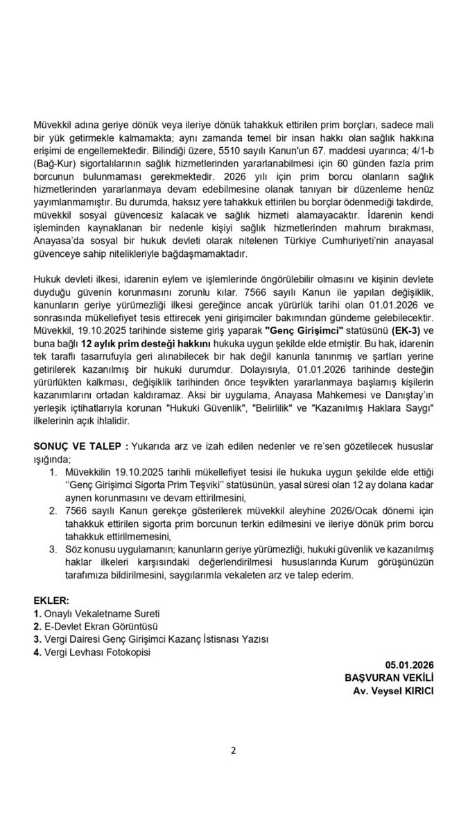 SGK’ya sunduğumuz örnek dilekçeyi paylaşıyorum. Aynı durumda olan meslektaşlarımız, dilerse bireysel başvurularında kullanabilir.