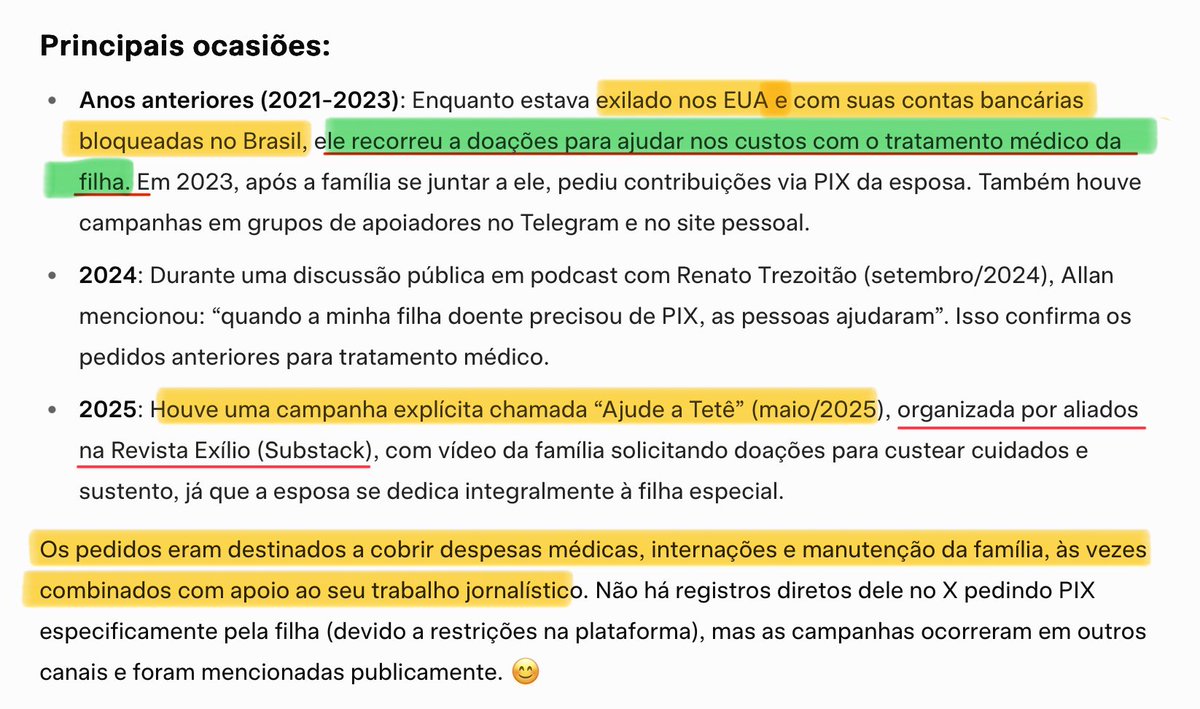 ⚠️ POR QUE O ALLAN PEDIU PIX? <a href="/allanconta5/">Allan Dos Santos</a> 

1- Trabalho jornalístico desmonetizado via ordem judicial 
2- Tratamento da filha doente 

Só um demônio do sistema para tripudiar em cima disso. 

(Minha indignação é pontual e está aí o motivo)