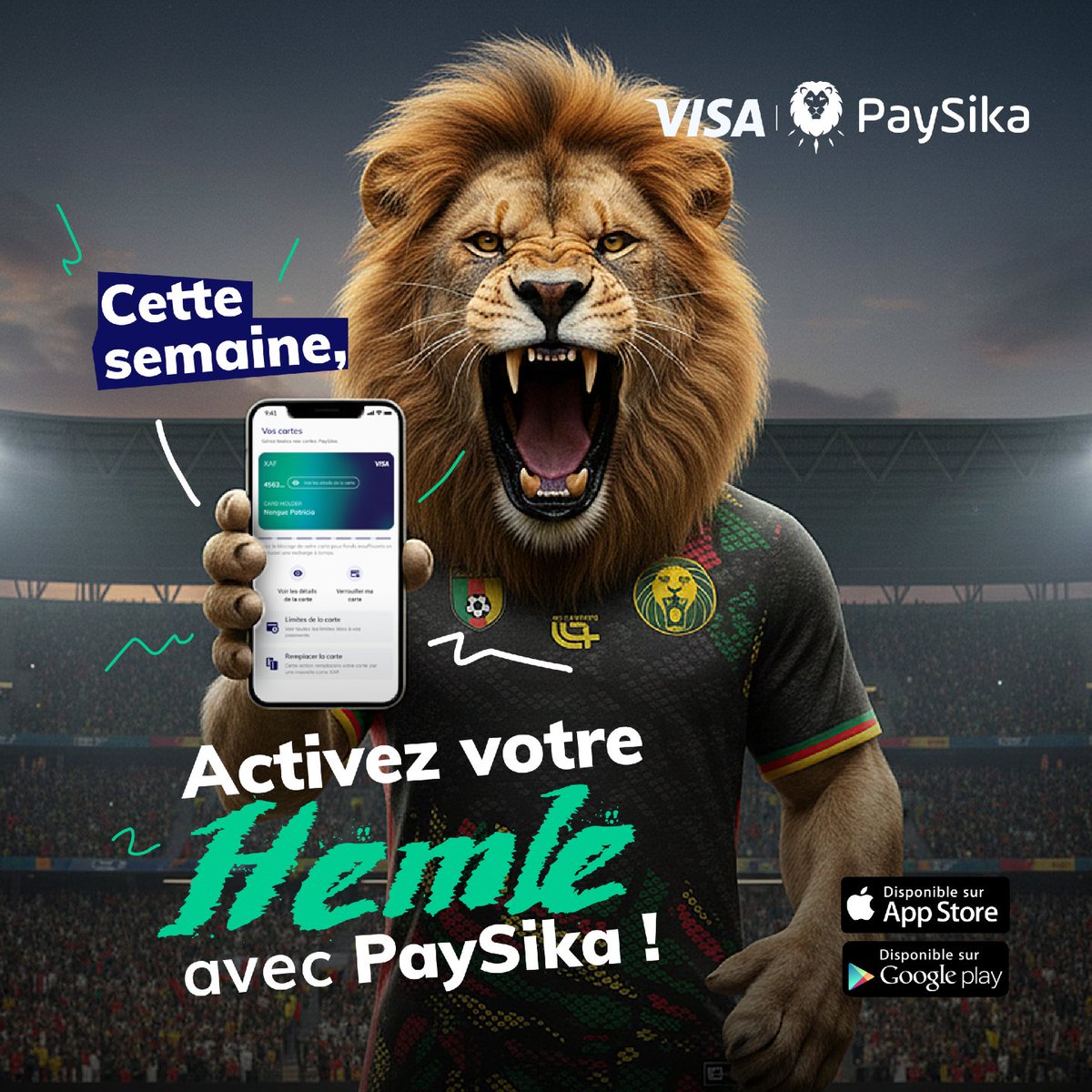 𝗟𝗲 𝗛𝗲𝗺𝗹é 𝗱𝗲𝘀 𝗟𝗶𝗼𝗻𝘀 𝗜𝗻𝗱𝗼𝗺𝗽𝘁𝗮𝗯𝗹𝗲𝘀, 𝘃𝗼𝘂𝘀 𝗹’𝗮𝘃𝗲𝘇 ? 🦁🇨🇲

En ce début de semaine, nous vous souhaitons l’engagement et la détermination pour atteindre tous vos objectifs ! 💪🔥

Alors c'est le moment d'activez votre 𝘏𝘦𝘮𝘭é avec PaySika et profitez