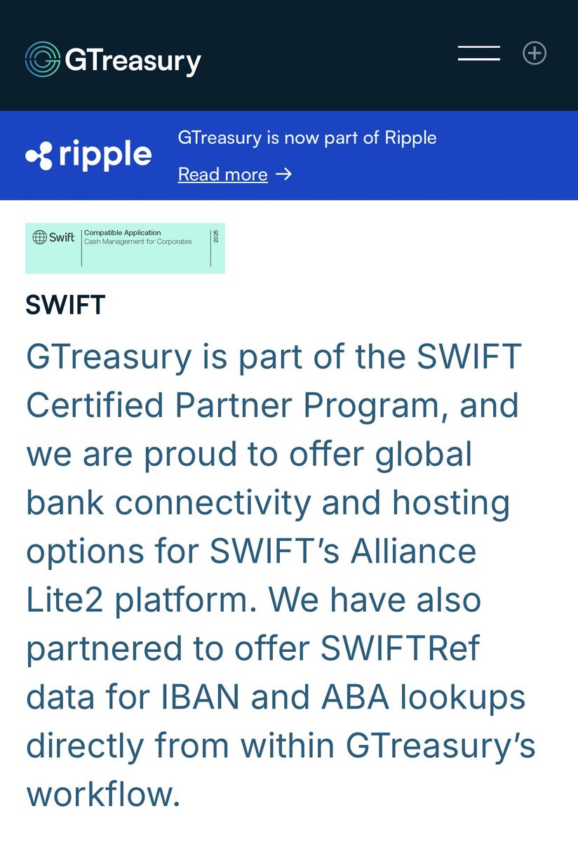 BankXRP's tweet image. Ripple J.P Morgan GTreasury SWIFT