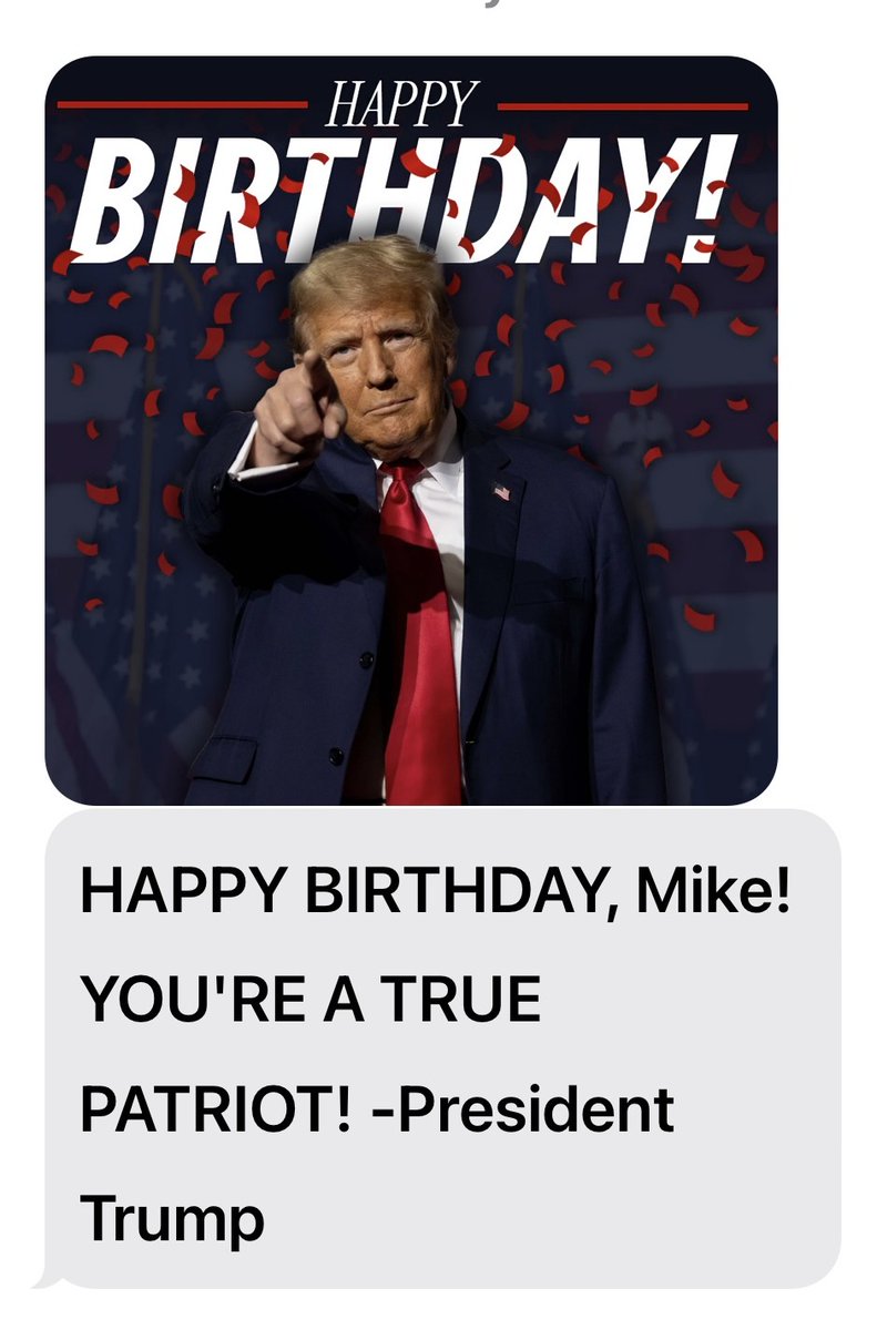 MikeGhouse's tweet photo. BIGGEST SURPRISE OF MY LIFE - BIRTHDAY WISHES FROM PRESIDENT TRUMP. I AM NOT A REPUBLICAN. https://t.co/9IomRK2VEI