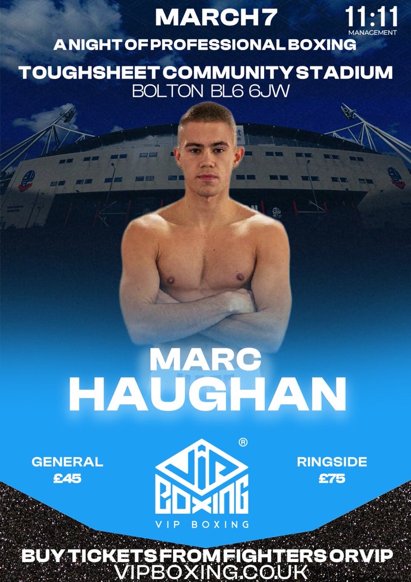 vipboxing's tweet photo. Marc Haughan fighting March 7th at Toughsheet Community Stadium in Bolton 🥊
 
Main Event 
Ash Marron vs Louis West 

#marchaughan #March7th #bolton https://t.co/MEqCW6sZl6