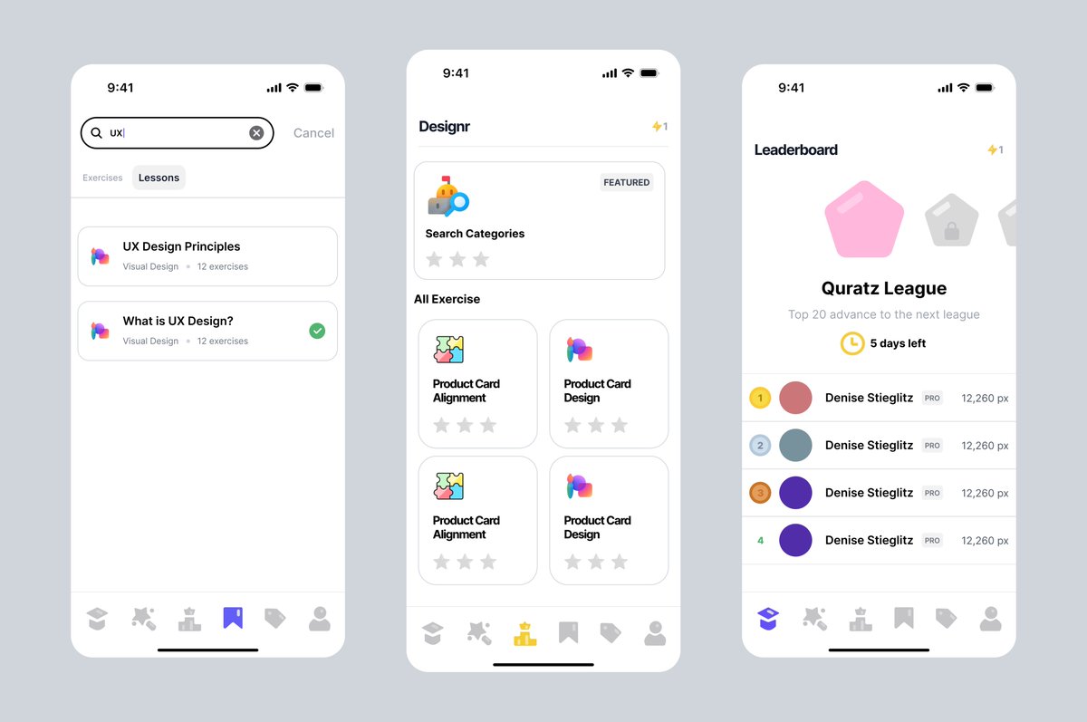 PeteUdemezue's tweet photo. Another day of sharpening my UI design skills. A mobile app design for an online course platform. I also illustrated the icons used in the navigation bar. 

#Mobileappdesign #uidesign #figmaexperts #ui/uxdesigner #userinterface #figmadesigns https://t.co/mu9qP5Cpy8