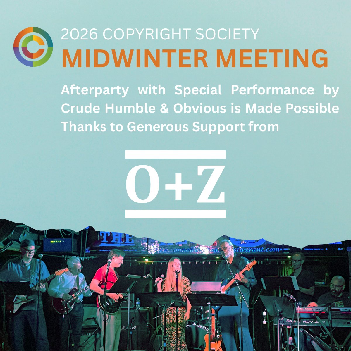 copyrightsoc's tweet image. The 2026 Midwinter Meeting Afterparty with Special Performance by Crude Humble &amp;amp; Obvious is Made Possible Thanks to Generous Support from @OandZLaw!

🌴 Join us January 24–26  in Rancho Mirage, CA or virtually! copyrightsociety.org/2026-midwinter…

#copyrightMW #Copyright #CopyrightLaw