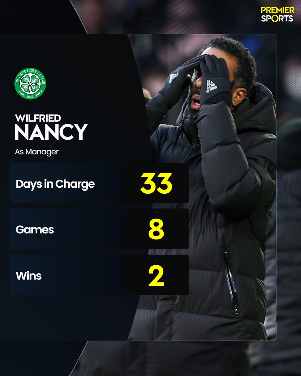 PremSportsTV's tweet image. The story of Celtic's last 70 days 🍀

Significantly differing fortunes in the dugout for Martin O'Neill and Wilfried Nancy 👀