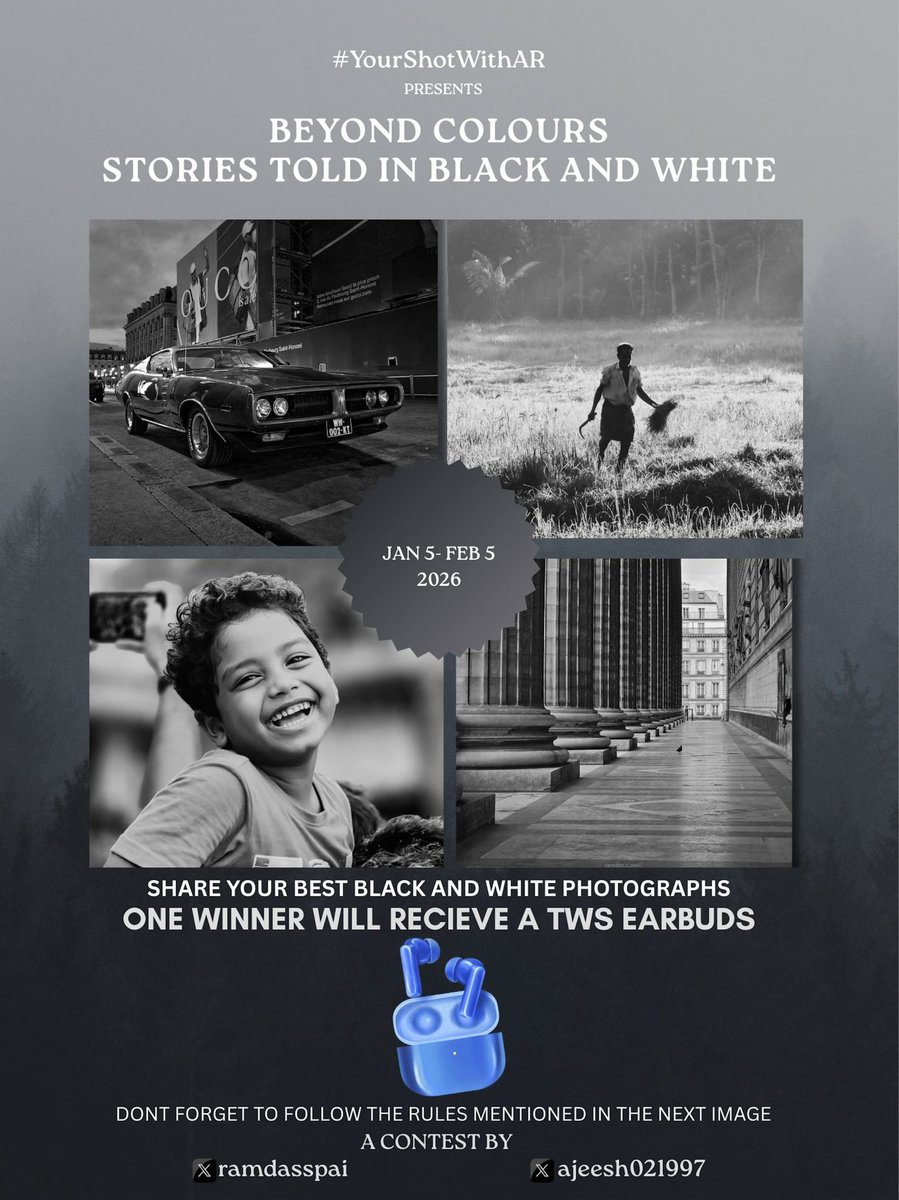 ramdasspai's tweet image. #ContestAlert
Theme: Beyond Colours- Stories Told In Black &amp;amp; White.
Through this contest, we invite you to look beyond hues and focus on the story within the frame.
Share your best black &amp;amp; white images and show us how you tell stories when colours step aside.
Do follow the rules*