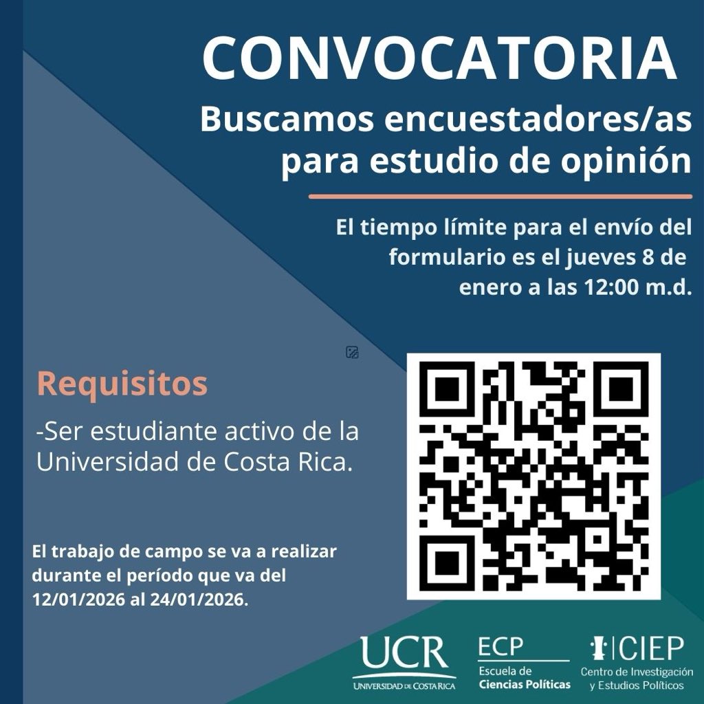 #SomosCIEPUCR | Estamos buscando encuestadores y encuestadoras 🧐

👉 Si deseás aplicar podés ingresar al siguiente enlace: 
forms.office.com/r/2YFaTX8NKm