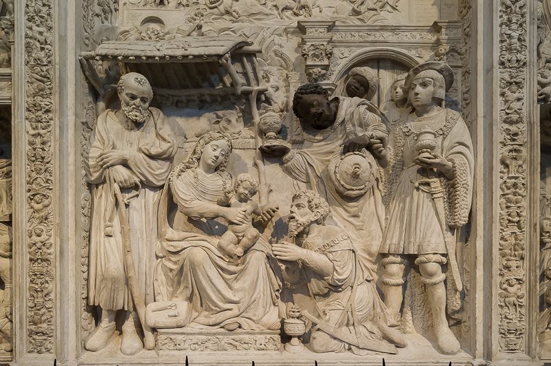 Retrochoir of Ávila Cathedral. Detail from the Adoration of the Magi.