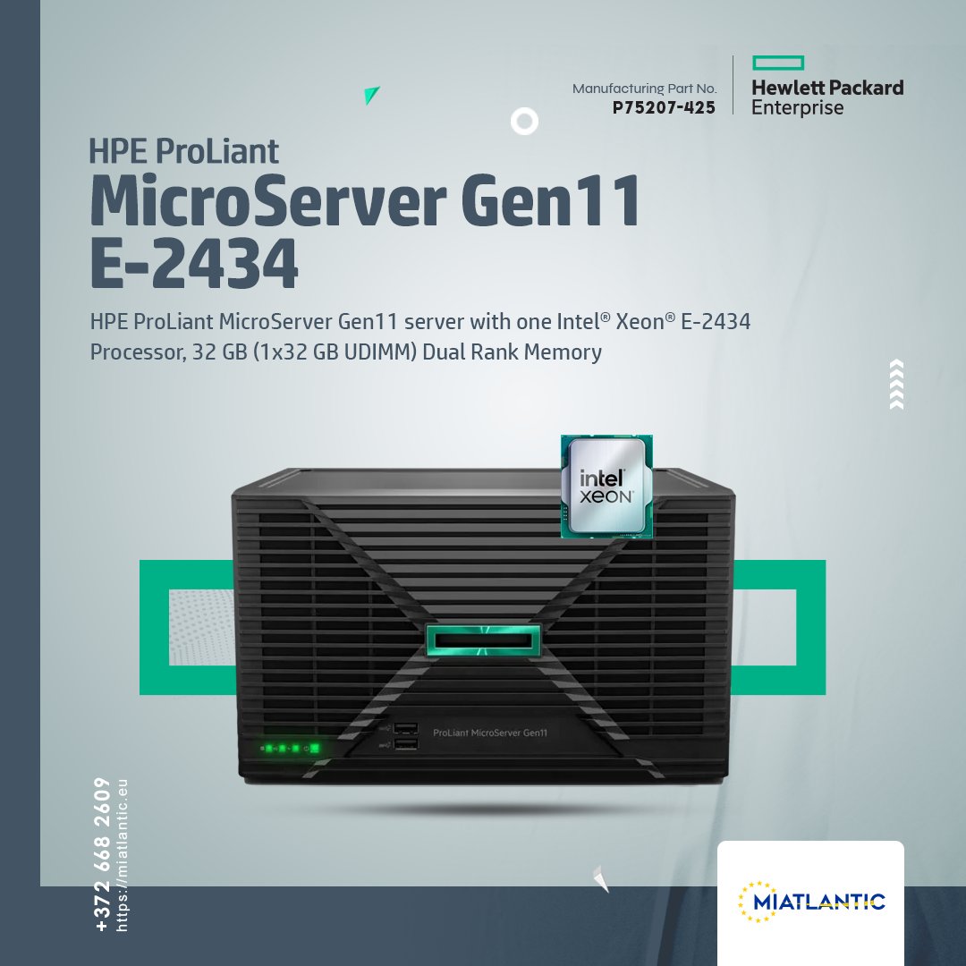 📢 Buy HPE MICROServer G11 E-2434 

✨ Part Number: P75207-425

Smart. Secure. Scalable.

info@miatlantic.eu | +372 6682609

🔗 miatlantic.eu/en/p75207-425

#MIATLANTIC #HPE #MicroServerG11 #EnterpriseIT #instock #available #sales #discount #WTS #estonia #tallinnestonia