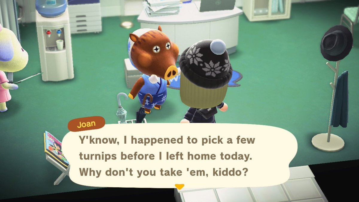 CalmingMadness's tweet image. If you have the DLC you can meet Joan at the hospital every single Monday. She'll give you some turnips if you speak with her 🫜

#AnimalCrossing #ACNH #AnimalCrossingNewHorizons #HappyHomeParadise