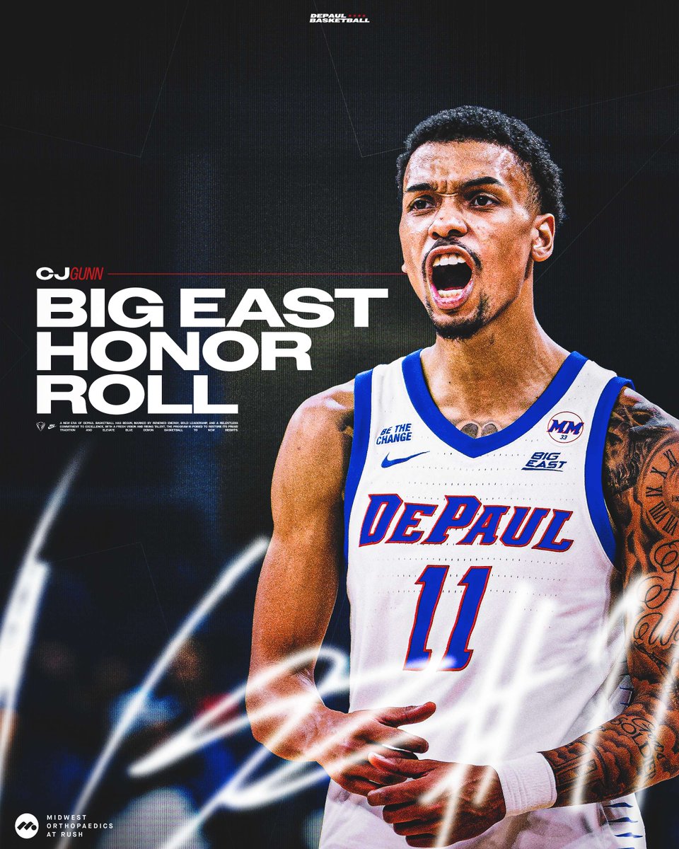 Another <a href="/BIGEAST/">BIG EAST Conference</a> Honor Roll nod for <a href="/CJ_Gunn22/">CJ Gunn</a> 😤

🔵 18.5 PTS
🔵 6.5 REB
🔵 1.5 AST
🔵 51.9 FG%