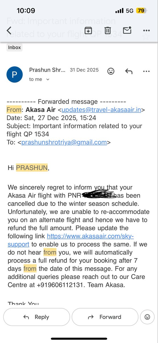 ShrotriyaNikun's tweet photo. @akasaair @goibibo
Ticket fare ₹11,640. Flight cancelled by Akasa with assurance of 100% refund. Now Goibibo claims refund of only ₹10,629 (2 tranches).
Why is ~₹1,000 missing?
Request immediate clarification &amp; full refund.  #AkasaAir
#Goibibo
#FlightRefund
#AirlineRefund https://t.co/VjeVz1xCrQ