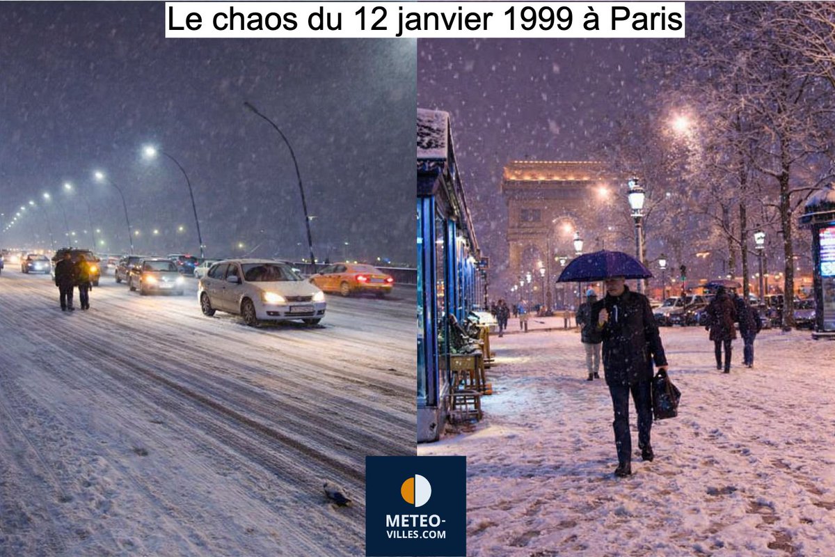 Meteovilles's tweet image. Espérons que la situation de ce soir ne produira pas les mêmes effets que dans la soirée du 12 janvier 1999… Ce soir là, la neige qui était apparu à la sortie des bureaux, paralysa le trafic en quelques heures et des centaines d’automobilistes ont dû passer la nuit dans leur…