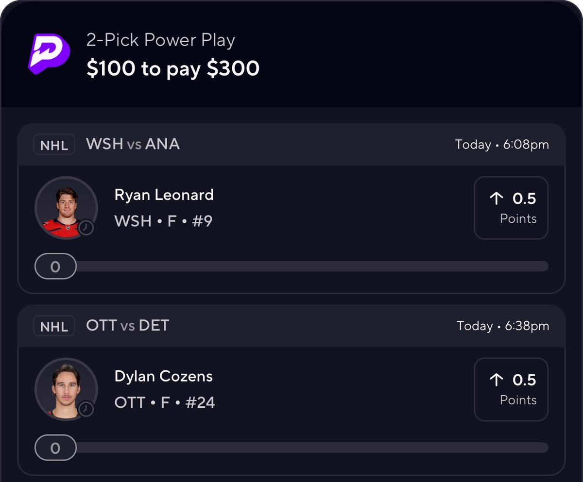 Sharpstacktips's tweet image. NHL 2-Leg Special 🏒🥅💰
Full access to more plays posted 🔥💰
Link on my bio

#GamblingX | #PrizePicks | #Underdog | #CS2 | #Dota2 | #LeagueOfLegends | #eSports | #GamblingTwitter #TennisPicks #CFB #NFL #fanduelparlays