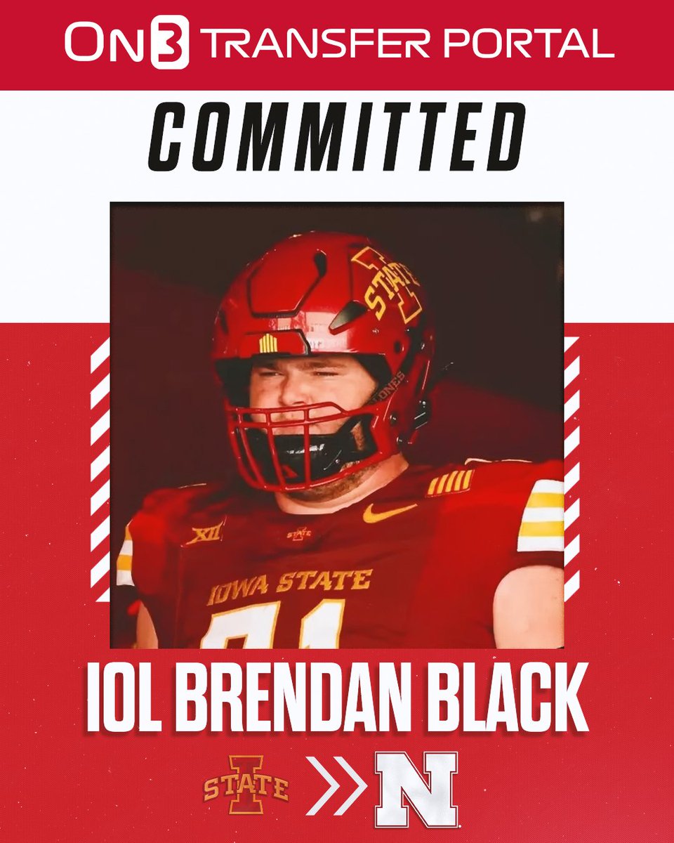 TimVerghese's tweet image. BREAKING: Nebraska has landed a commitment from Iowa State transfer IOL Brendan Black, a three-year starter for the Cyclones

Plug-and-play offensive line addition for Geep Wade and Lonnie Teasley

Read: on3.com/sites/inside-n…
